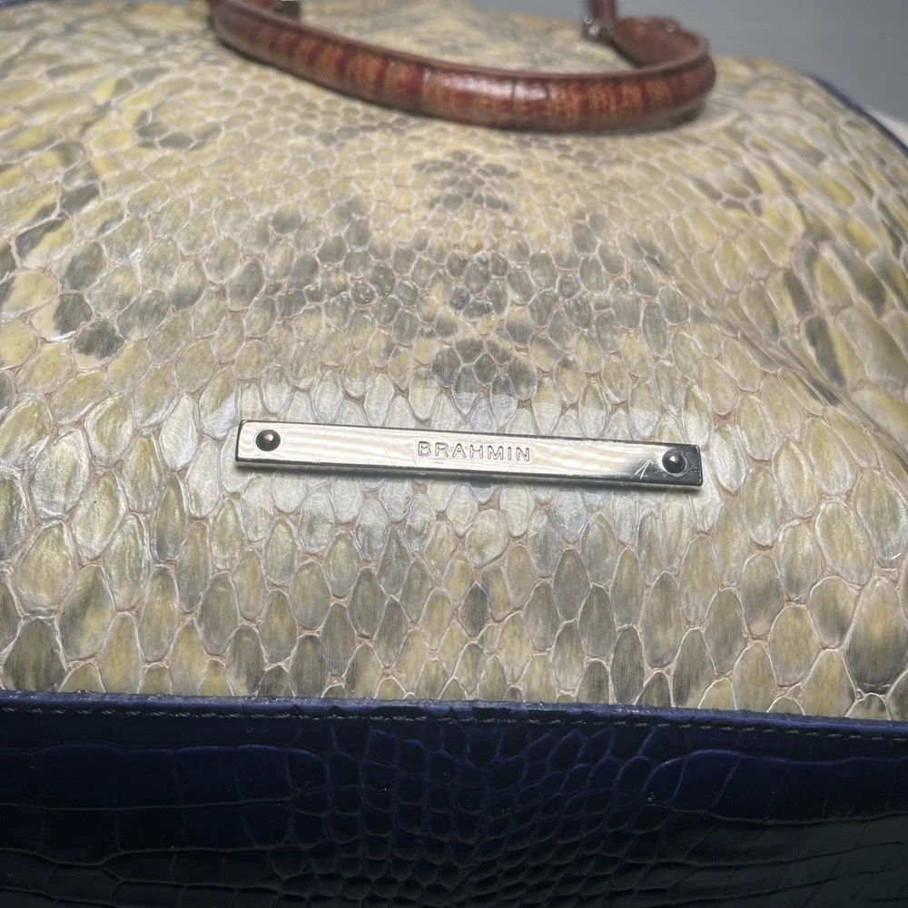 BRAHMIN‎ DUXBURY SATCHEL BAG SNAKESKIN EMBOSSED LEATHER